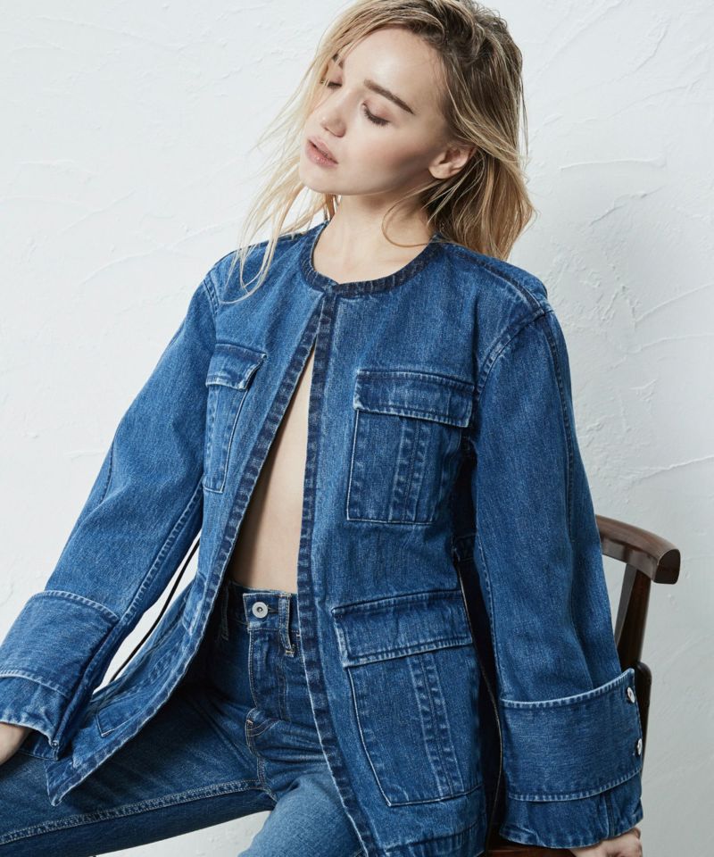 Womens jean jacket sales no collar