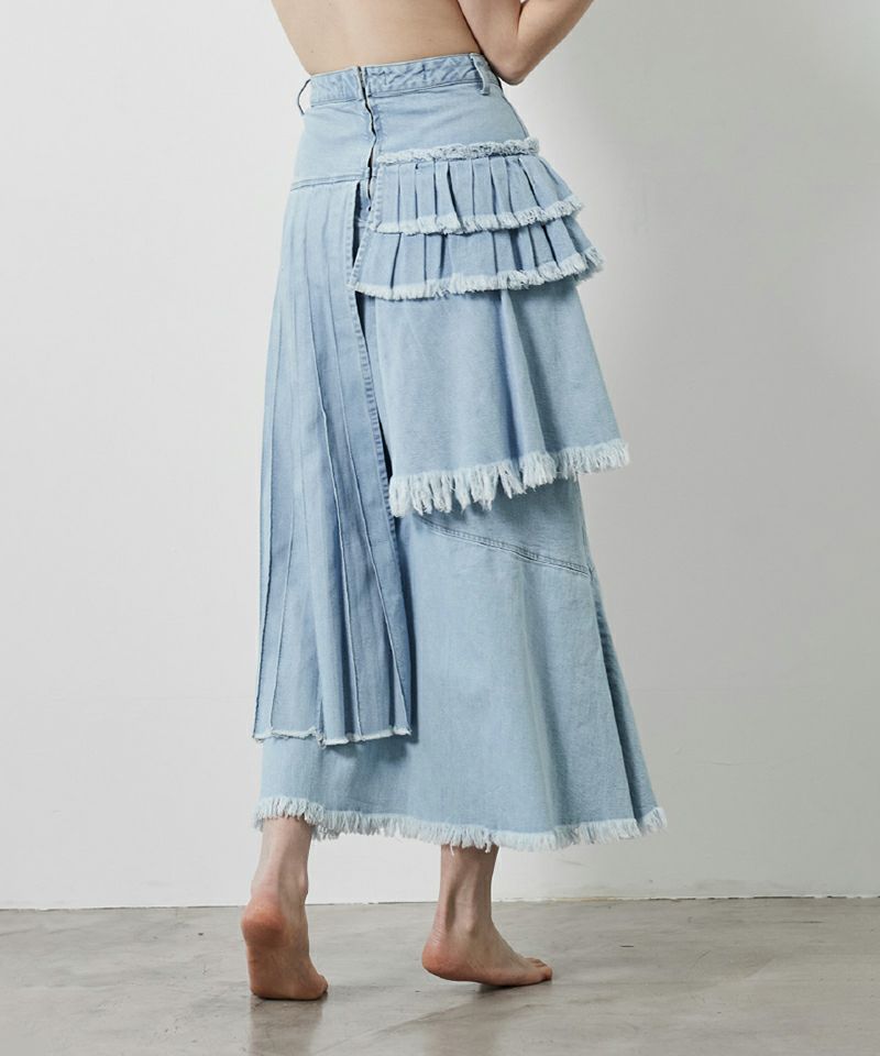 TIERED PLEATS LONG SKIRT