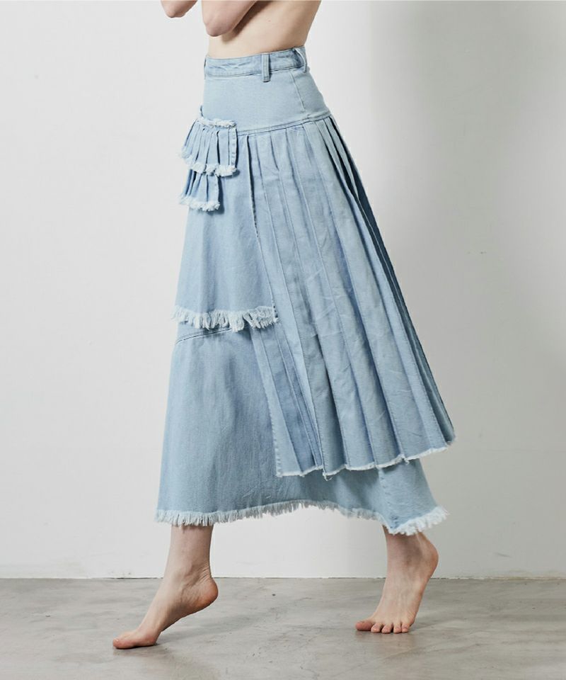 TIERED PLEATS LONG SKIRT