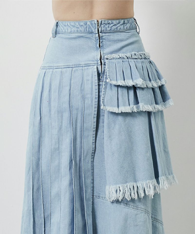 TIERED PLEATS LONG SKIRT