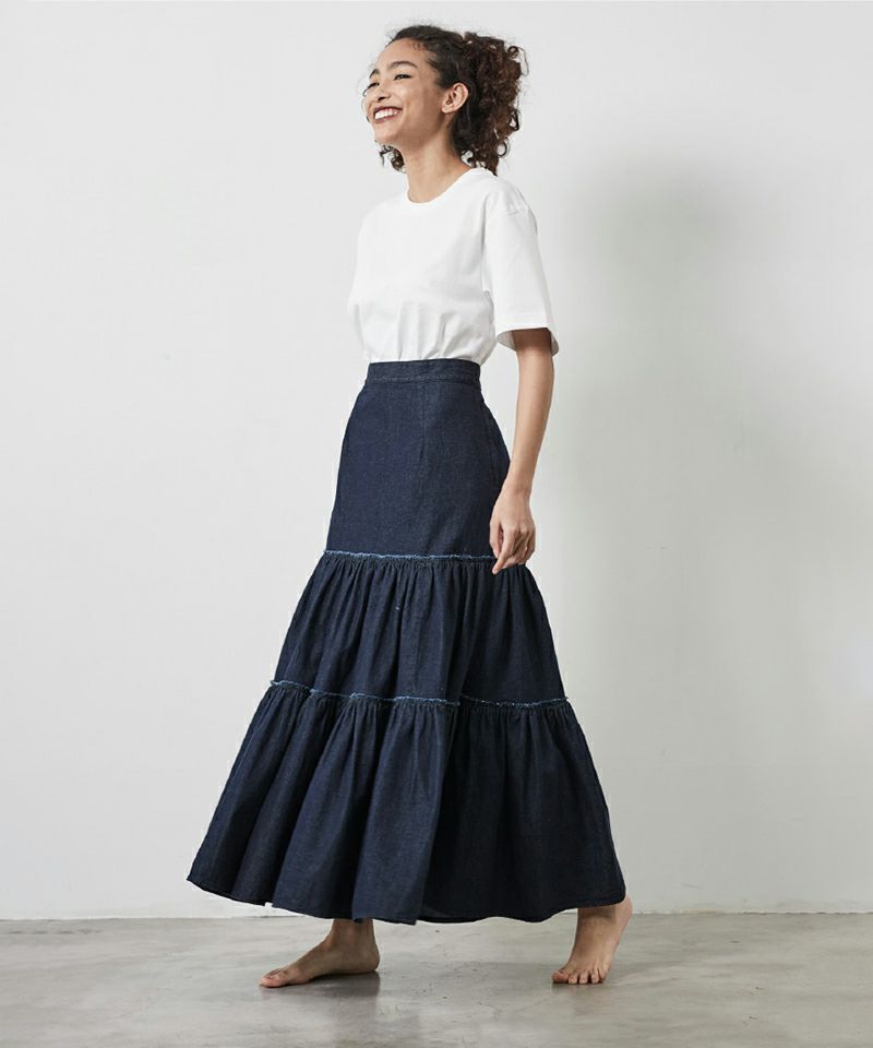 TIERED LONG FLARE SKIRT