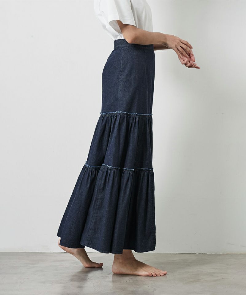 TIERED LONG FLARE SKIRT