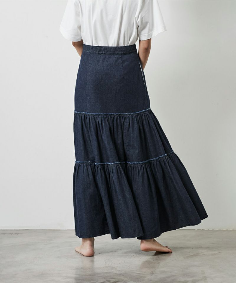 TIERED LONG FLARE SKIRT