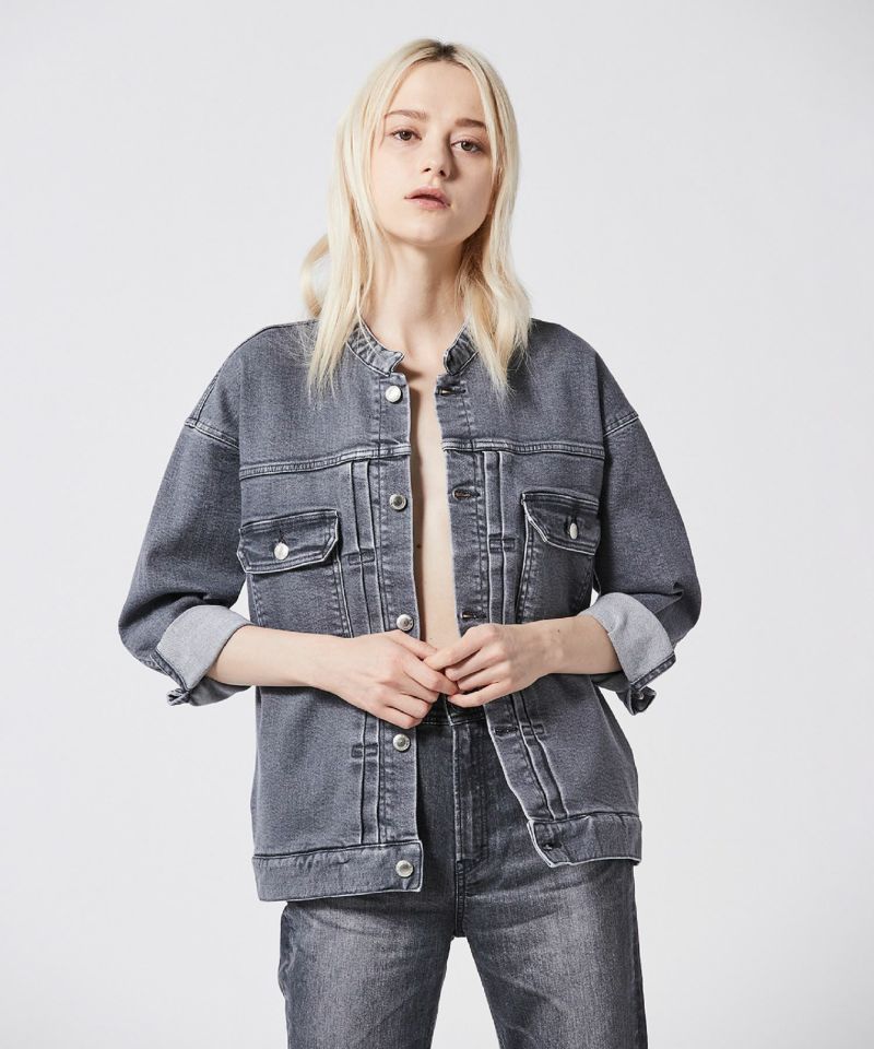 Braided Round-neck Denim Jacket Denim Light Blue Berenice - Women | Place  des Tendances